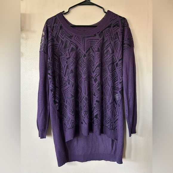 NWT Worthington Purple Odyssey Burnout Lightweight Sweater Size Petite Medium - Picture 1 of 8